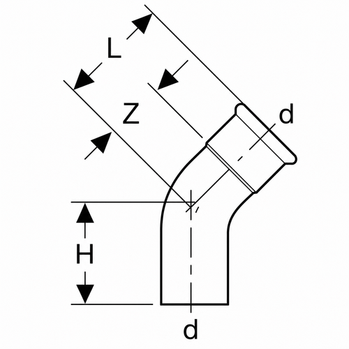 Bogen 45° I-A