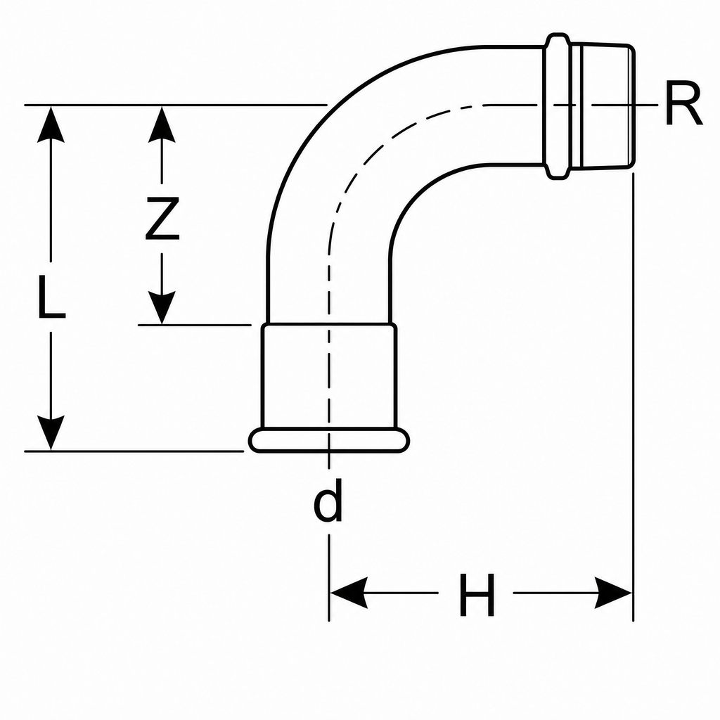 Bogen 90° mit AG R
