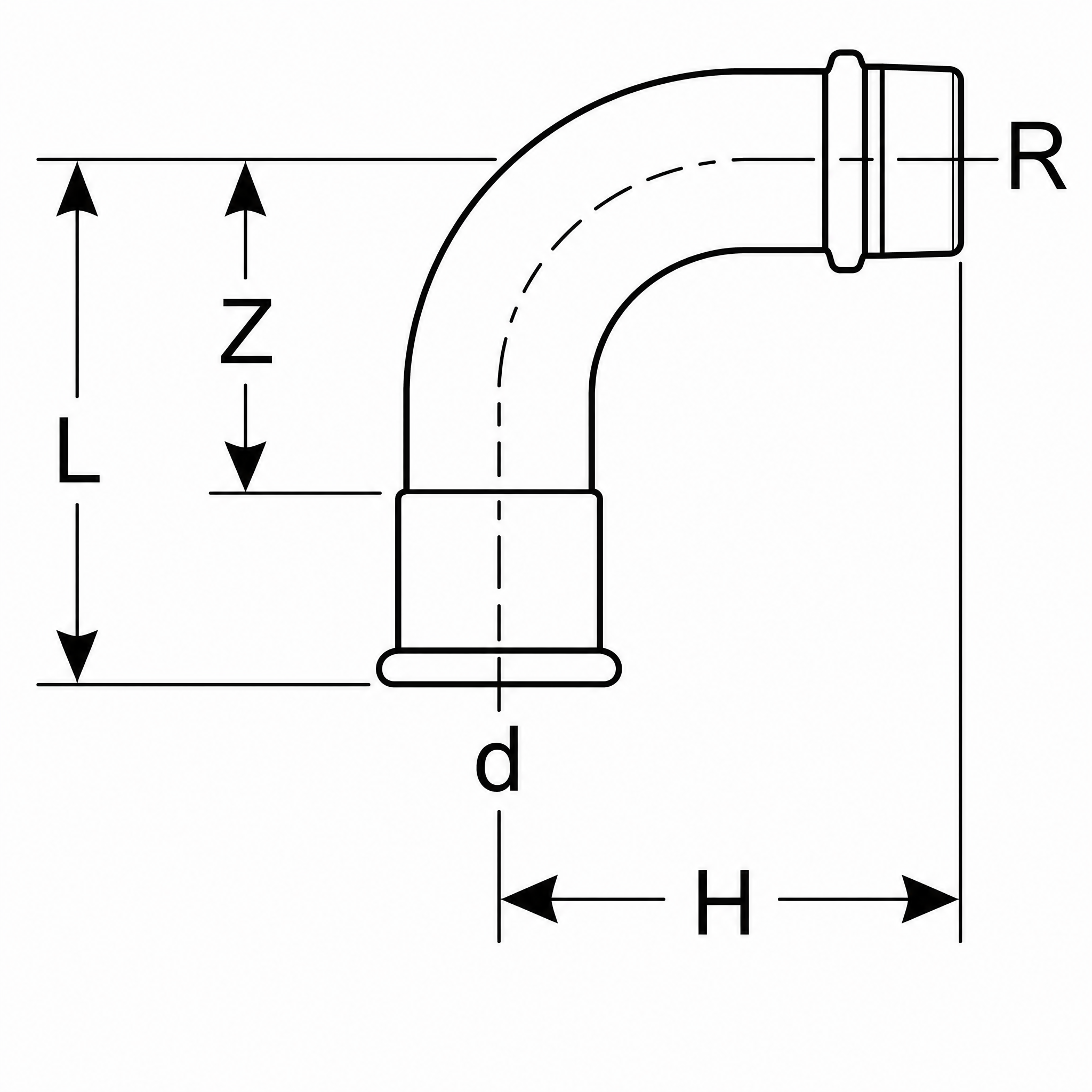 Bogen 90° mit AG R