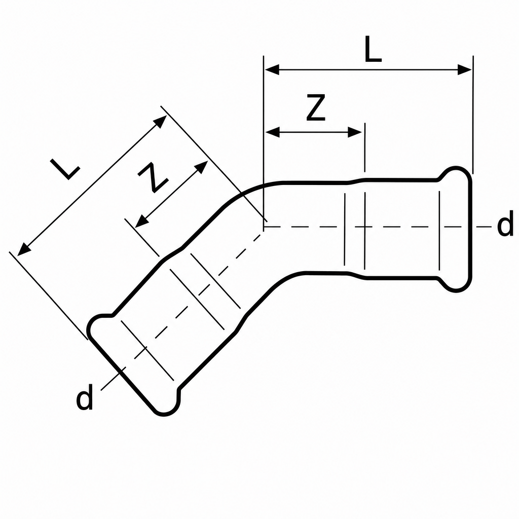 Bogen 45° I-I