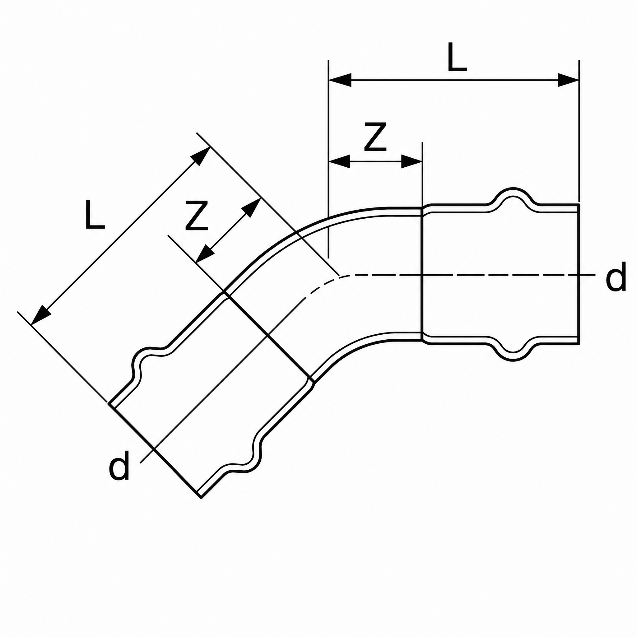 Bogen 45° I-I