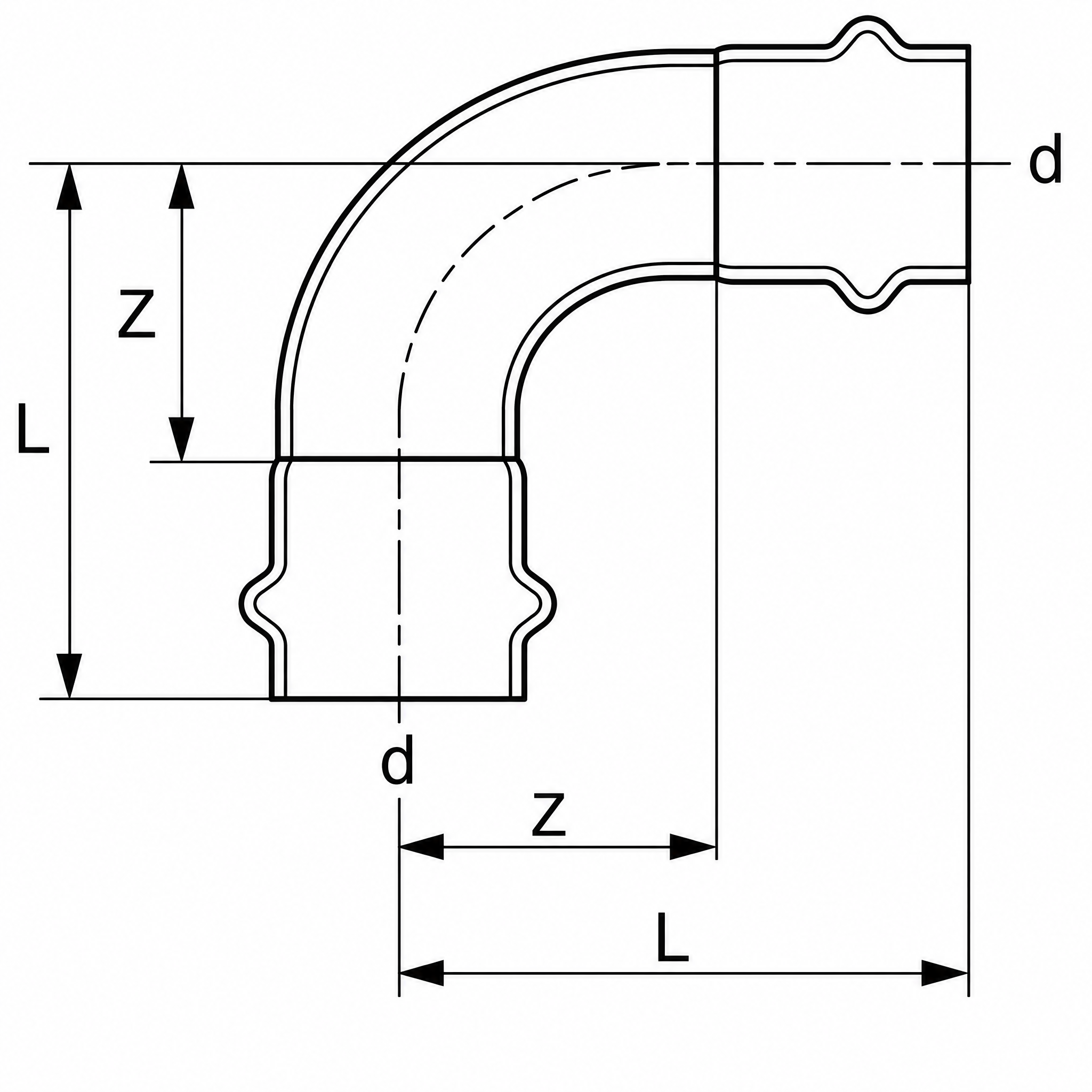 Bogen 90° I-I