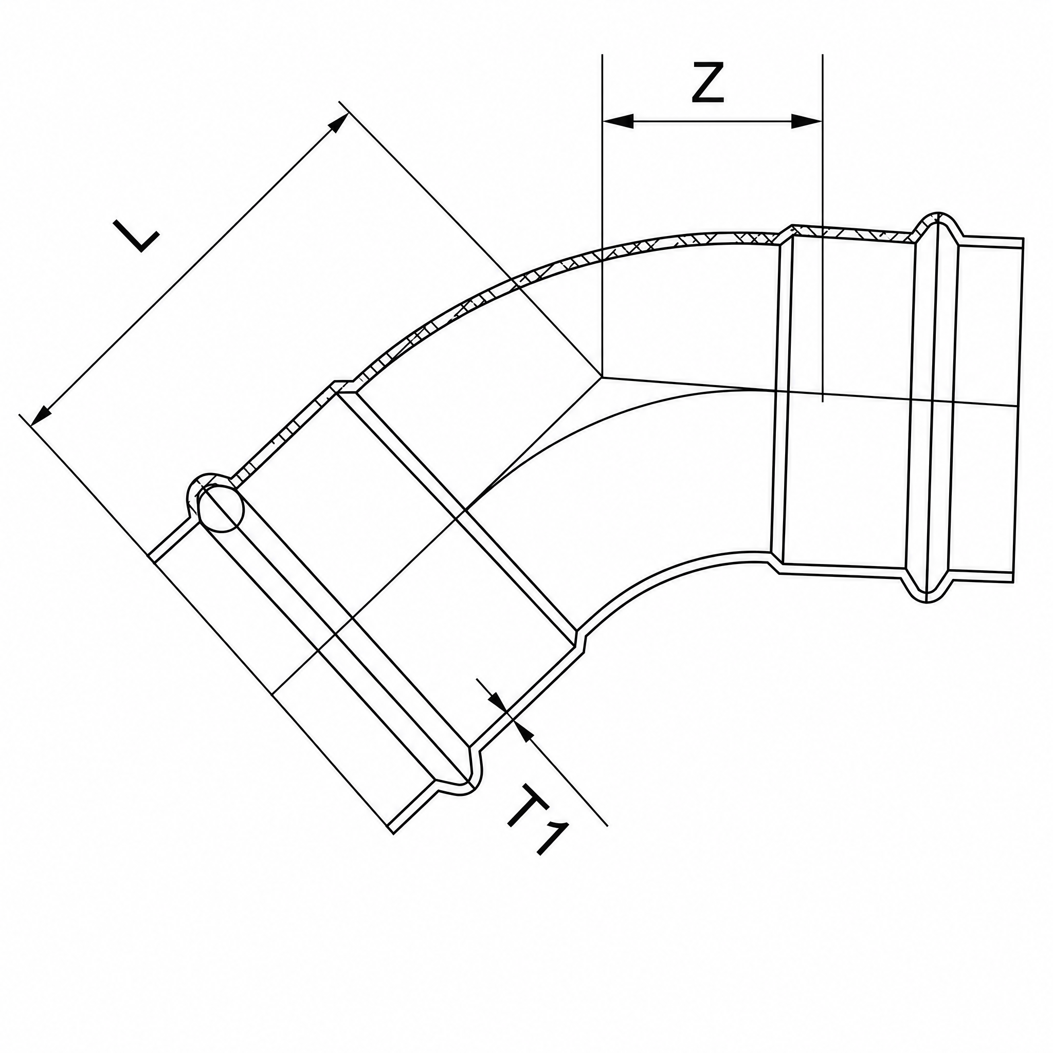 Bogen 45° I-I