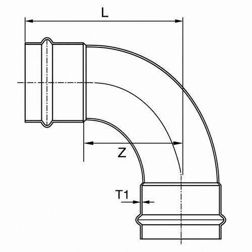 Bogen 90° I-I