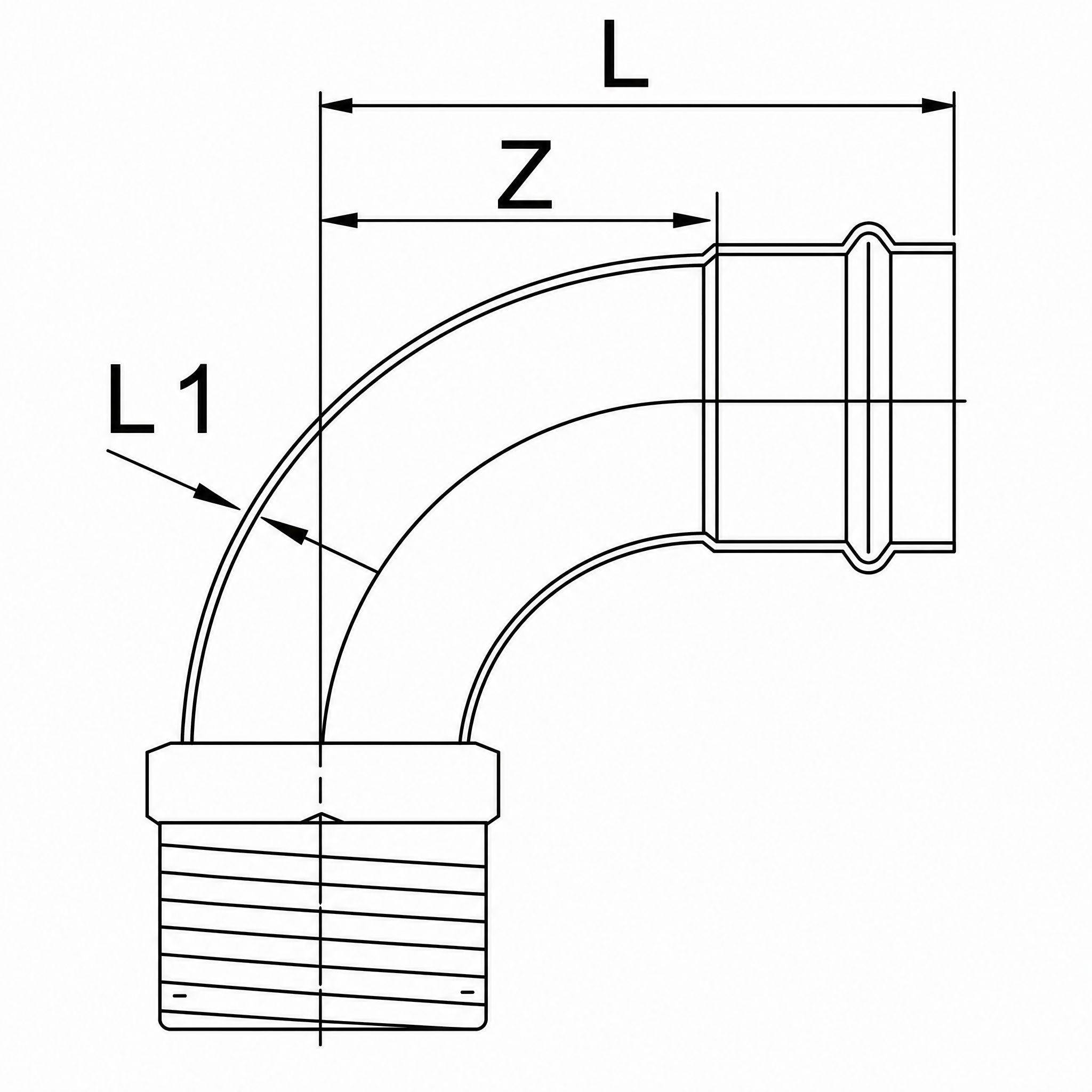 Bogen 90° mit AG R